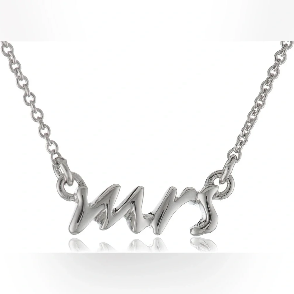 Kate Spade New York Say Yes Mrs. Necklace in Silver Bridal Newlywed Wife